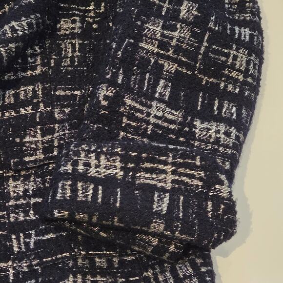 Caractère Italy Navy & Silver Button-Up Textured Tweed Chanel Style Jacket US 8 - Picture 7 of 10